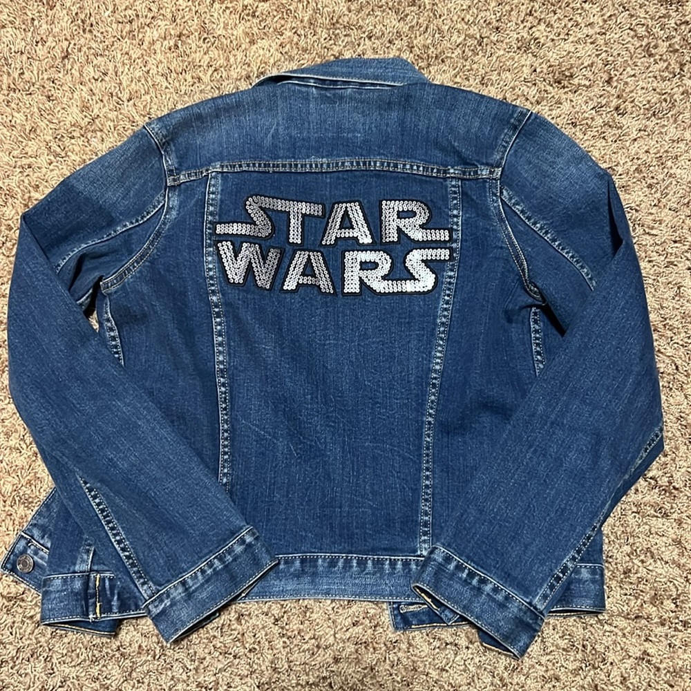 GAP Star Wars metallic sequin detail denim jean jacket - Picture 2 of 4